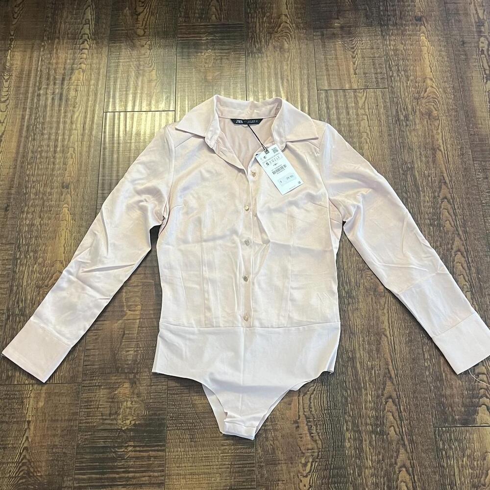 Zara silk shirt bodysuit New with tag Us size S